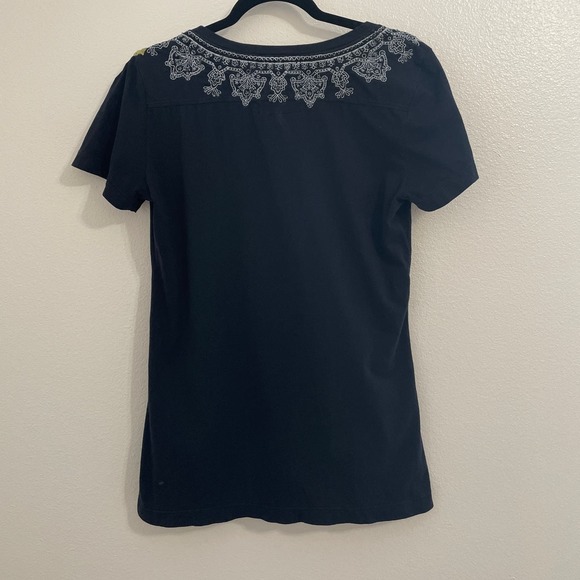 JOHNNY WAS Dark Navy Embroidered Top Size L - Picture 4 of 9